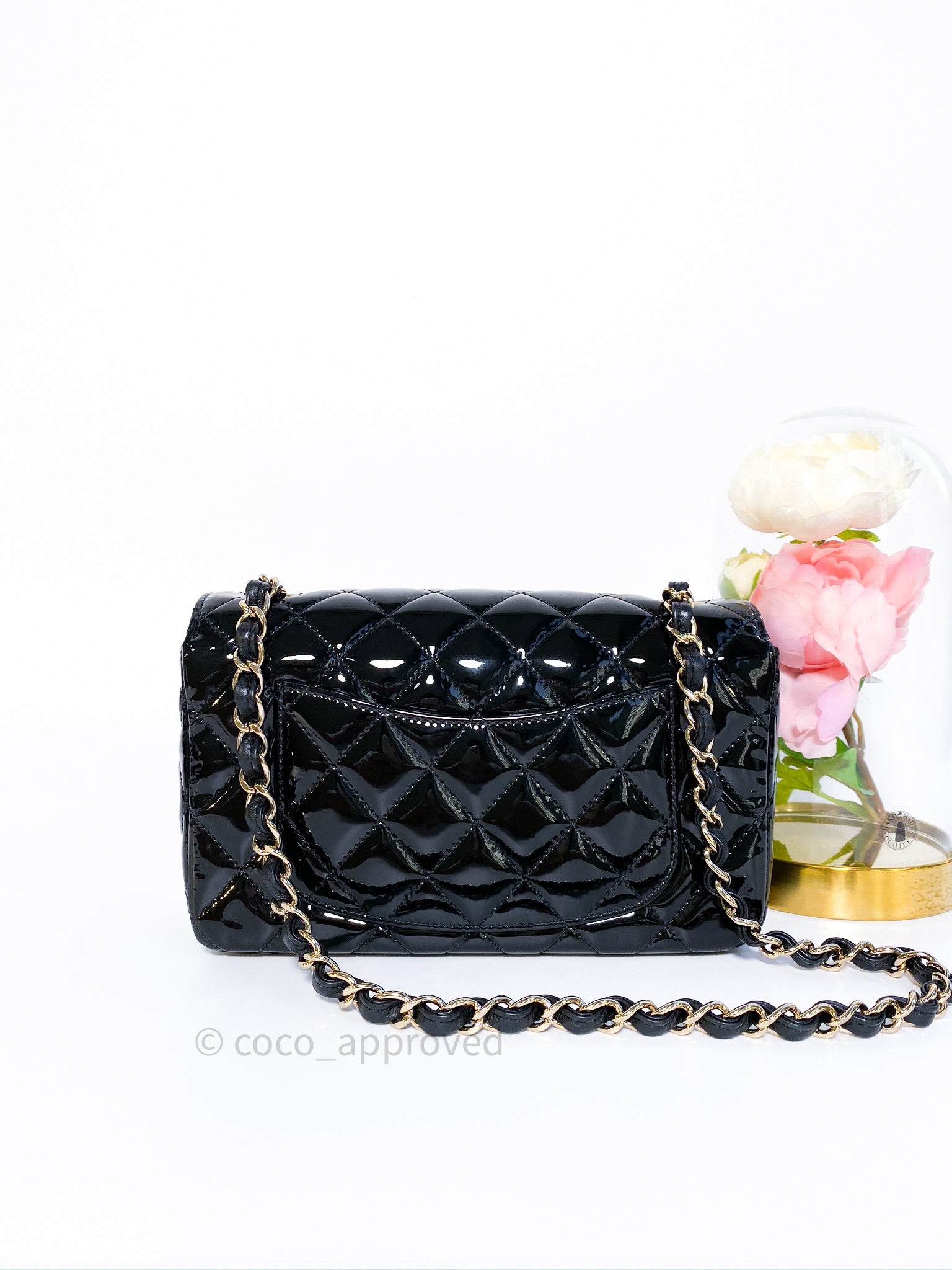 Chanel Quilted Mini Rectangular Flap Black Patent Light Gold Hardware – Coco  Approved Studio