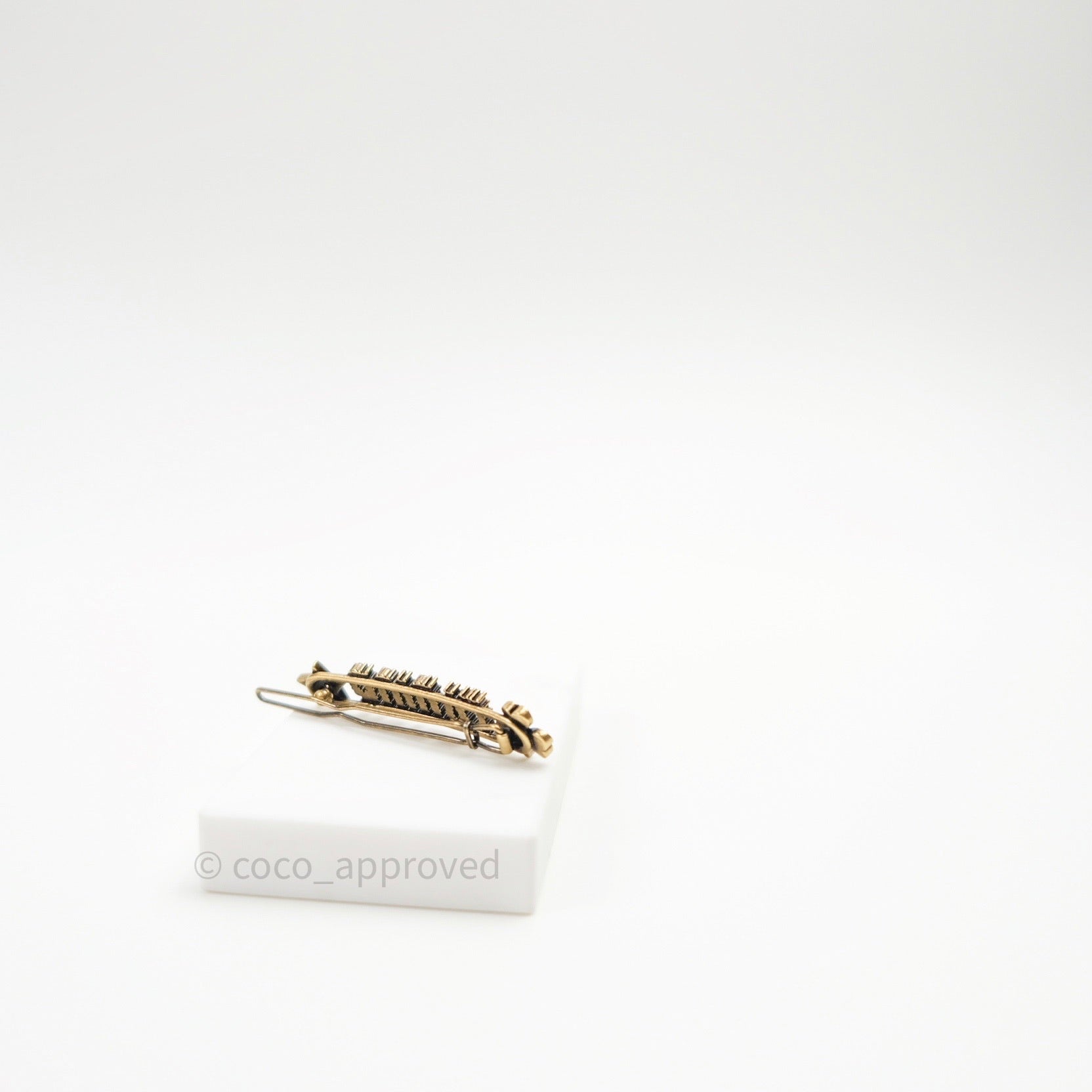 Christian Dior Crystal J'Adior Heart Hair Barrette - Gold, Brass
