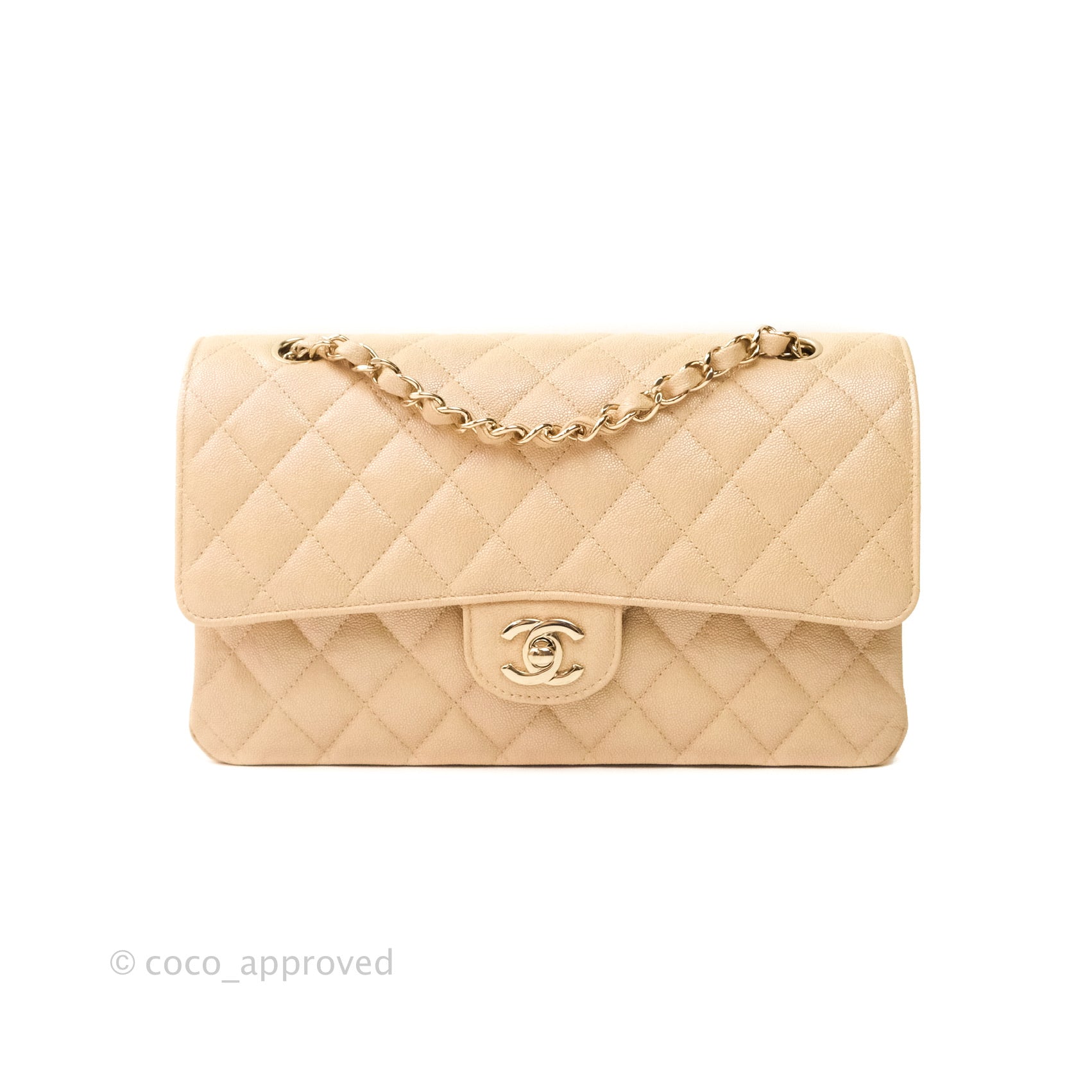 $2800 Chanel Classic Iridescent Pearl Beige Nude Quilted Caviar Timeless Clutch  Bag Purse GHW - Lust4Labels