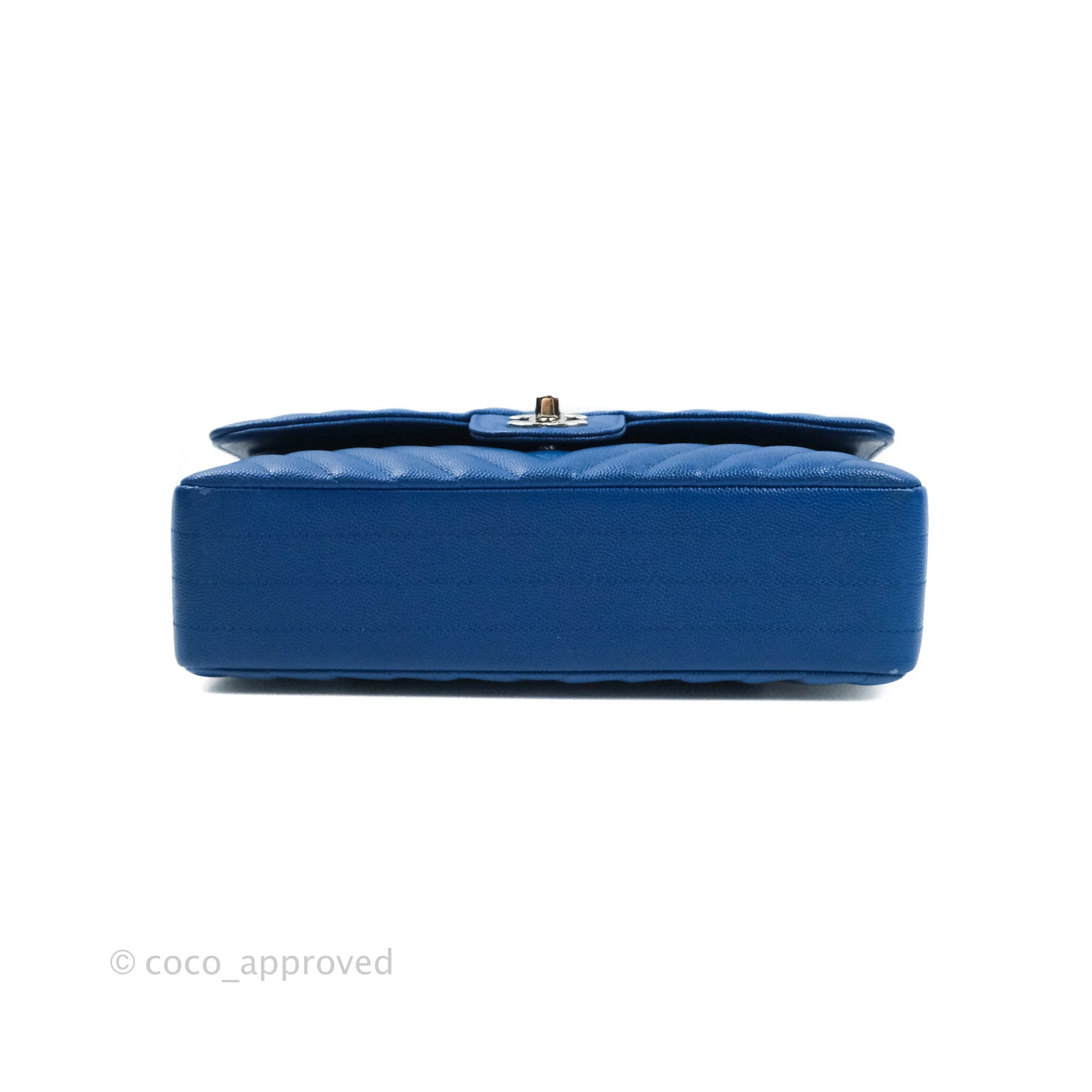Chanel Blue Chevron Medium Classic Double Flap Bag